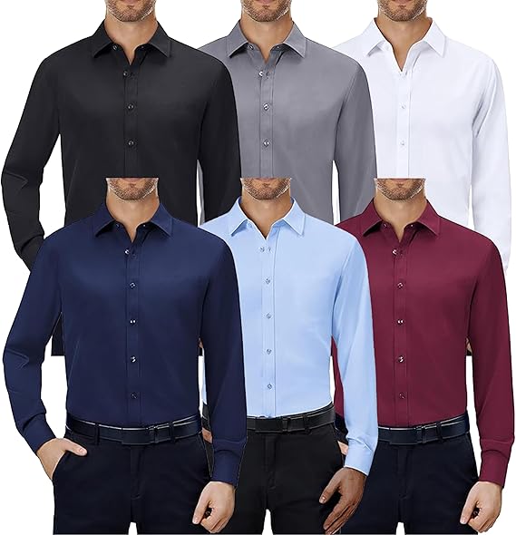 JAMES TAILOR MENS LONG SLEEVE SOLID SLIM FIT DRESS SHIRT - SIZE: MEN XL - GRAY - Brand New