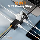 TESSAN SURGE PROTECTOR POWER STRIP, TESSAN 5 FT EXTENSION CORD - BLACK - Like New
