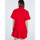 FREE ASSEMBLY COTTON RUFFLE MINI DRESS PUFF SLEEVES SIZE: WOMEN XS - RED ROVER - Brand New
