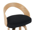 SONIA 26 IN. COUNTER HEIGHT BLACK UPHOLSTERED SWIVEL BARSTOOL - BLACK/OAK - Like New