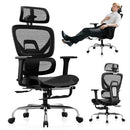 SYNORLA ERGONOMIC OFFICE CHAIR FOOTREST MESH DESK CHAIR 135° RECLINE - BLACK - Like New