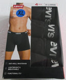 LEVI STRAUSS LEVI'S MEN'S BOXER BRIEFS 4 PACK COTTON - SIZE: MEN XL - BLACK - Brand New