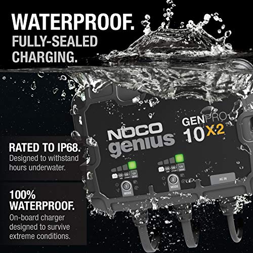 NOCO GENIUS GENPRO10X2 2-BANK 20A 10A/BANK MARINE BATTERY CHARGER - BLACK - Brand New