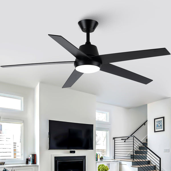 VACZON CEILING FANS LIGHTS REMOTE 52 INCH MODERN CEILING FAN QUIET - BLACK - Like New