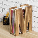 MyGift Burnt Wood Desktop Standing Magazine Holder Organizer M-shape Design - Like New