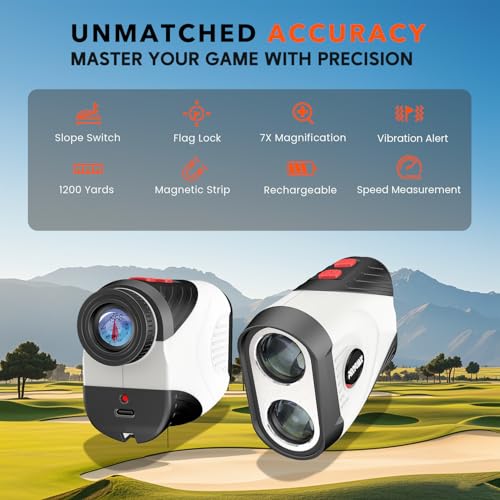 PINYUAN GOLF RANGEFINDER WITH SLOPE 1200 YARD MAGNET STRIPE SH117 - BLACK/WHITE - Like New