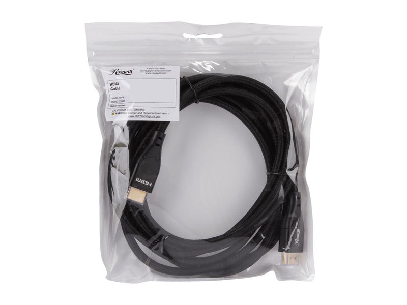 Rosewill RCHD-20006 Braided HDMI 2.0 Cable, Black, 10 Feet