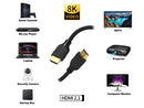 Nippon Labs 30AWG 8K HDMI Cable 10 ft. HDMI 2.1 Cable Real 8K, High Speed 48Gbps