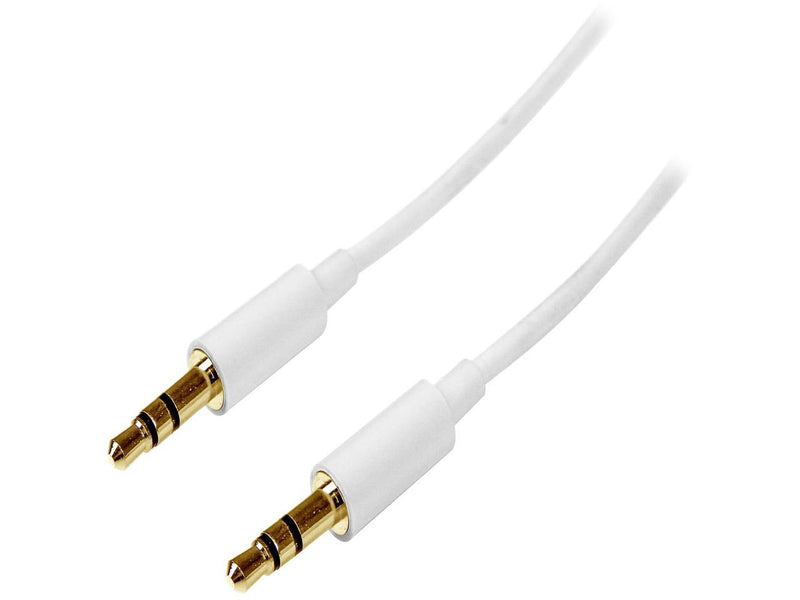 StarTech.com MU2MMMSWH 6.5 ft. White Slim 3.5mm Stereo Audio Cable Male to Male