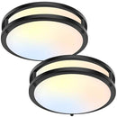 TOBUSA 30W FLUSH MOUNT CEILING LIGHTS BLACK 10INCH LED CEILING 2PACK - BLACK - Like New