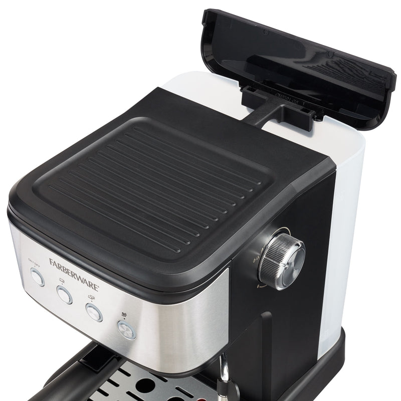 FARBERWARE 20-BAR ESPRESSO MAKER, 1.5 LITER CAPACITY - STAINLESS STEEL - Like New