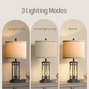 ROTTOGOON 27.5” Tall Farmhouse Table Lamp C + USB A Charge Ports - Black - Like New