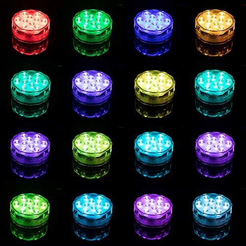 4-Pack Submersible LED Remote Control, 16 Colors Waterproof LED Tea Lights Like New