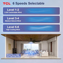 TCL CEILING FAN WITH LIGHT AND REMOTE 62 INCH 8 BLADES BLACK DC FAN - BLACK - Like New