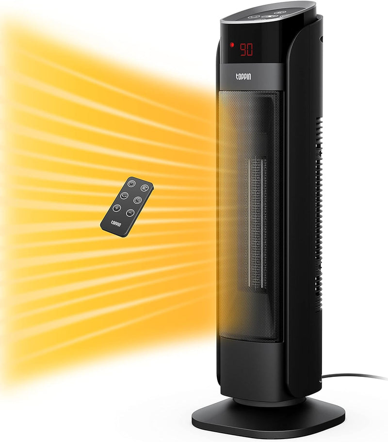 TOPPIN Ceramic Tower Space Heater, 1500W with Remote Control - - Scratch & Dent