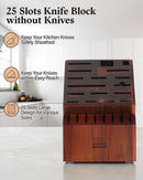 Cooks Standard Acacia wood Knife Block Holder, 25 Slot X-Large - ACACIA BROWN - Like New