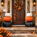 VCUTEKA 23 INCH LARGE STACKED FAUX PUMPKINS, 3-TIER FALL HALLOWEEN DECORATION - Like New