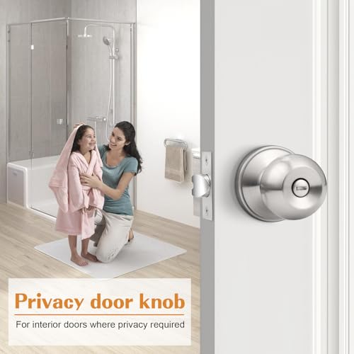 PROBRICO BRUSHED NICKEL BALL PRIVACY DOOR KNOB KEYLESS INTERIOR DOOR LOCK - Like New