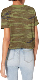 5114EA Hanes Alternative Women's Cropped T shirt Camo XS Like New