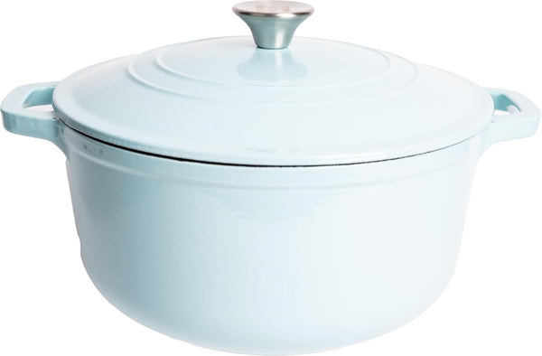 LEXI HOME CAST IRON ENAMELED DUTCH OVEN POT WITH LID 6 QT LB6673 - LIGHT BLUE Like New