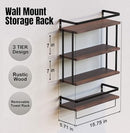 RICHER HOUSE 3+1 Tier Wall Mounted Floating Shelves Set of 2 - Rustic Wood - Like New