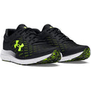 UNDER ARMOUR MEN CHARGED ASSERT 10 SHOES - SIZE 10, BLACK/BLACK/HIGH VIS YELLOW - Like New