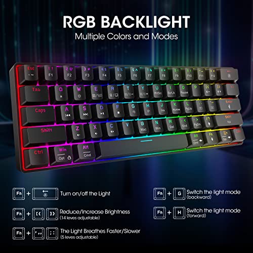 KOORUI Gaming Keyboard 6056611 26 RGB Backlit Blue Switch MK061 - BLACK - Like New