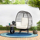 SUNJOY CUDDLE WICKER SWIVEL LOUNGE OVERSIZED EGG CHAIR 4 CUSHIONS - BROWN - Like New
