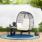 SUNJOY CUDDLE WICKER SWIVEL LOUNGE OVERSIZED EGG CHAIR 4 CUSHIONS - BROWN - Like New