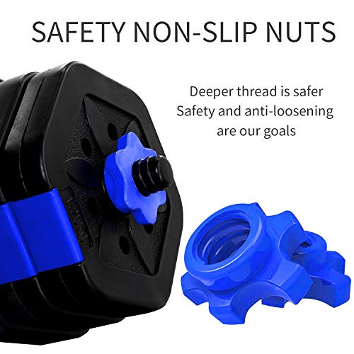 VIVITORY Dumbbell Set - Adjustable Weights, Non-Rolling, 44 to 66 Lbs - Blue - Like New