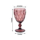 TABLECLOTHS FACTORY 6-PACK EMBOSSED CRYSTAL CUT STEMMED 12OZ 7" - DUSTY ROSE - Like New