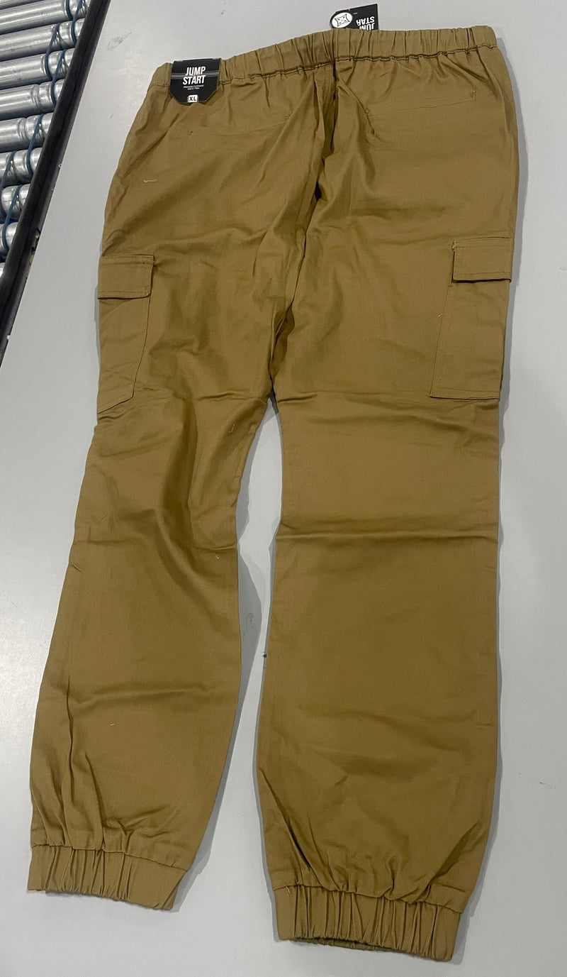 JUMP START FLEX COMFORT PANTS CARGO 4 WAY STRETCH MENS - SIZE : XL - DARK KHAKI - Brand New