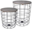 Elevon Nesting Table End Wire Basket Base Wood Tops 2 Pack - Gray - Like New