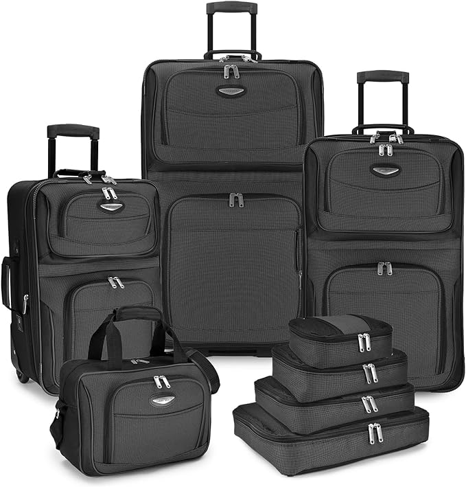 Travel Select Amsterdam Rolling Upright Luggage 8-Piece Set TS6950G-XX - GRAY - Like New