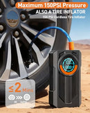 HIPOM JUMP STARTER BATTERY JUMPER STARTER PORTABLE AIR COMPRESSOR - BLACK/ORANGE - Like New