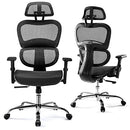 JHK ERGONOMIC HIGH BACK OFFICE CHAIR WITH HEADREST, LUMBAR SUPPORT - BLACK - Like New