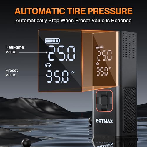 BOTMAX TIRE INFLATOR PORTABLE AIR COMPRESSOR AIR PUMP 160 PSI - BLACK - Like New