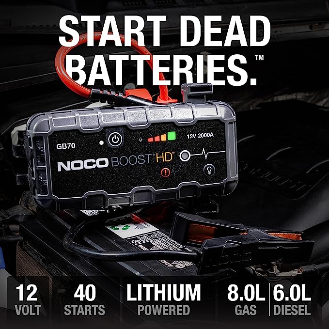 NOCO Boost HD GB70 2000A UltraSafe Car Battery Jump Starter - Black Like New