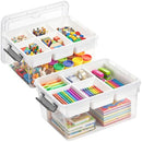 Citylife 17QT 2Packs Clear Craft Organizers and Storage Box with Tray - Brand New