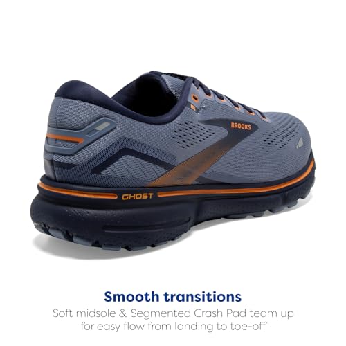 BROOKS MEN GHOST 15 NEUTRAL RUNNING SHOE FLINTSTONE/PEACOAT/OAK SIZE 10 - Like New