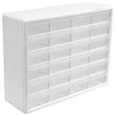 Akro-Mils 24-Drawer Plastic Storage Cabinet, 20"W x 6"D x 16"H, White - Like New