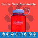 NALGENE WATER BOTTLE - LIGHTWEIGHT SUSTAIN TRITAN, 32 OZ, WIDE MOUTH - ORANGE - Like New