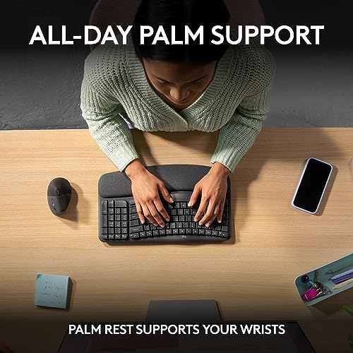 Logitech Wave Keys Wireless Ergonomic Keyboard with Cushioned Palm Rest - Like New