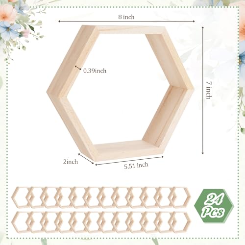 BARYDAT 24pcs 8" Hexagon Shelves, Floating Shelf Centerpiece - Dark Walnut - Like New
