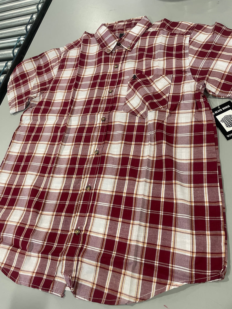 BLACK HORSE WOVEN PLAID SHIRT - MENS L - RED/WHITE/YELLOW - Brand New