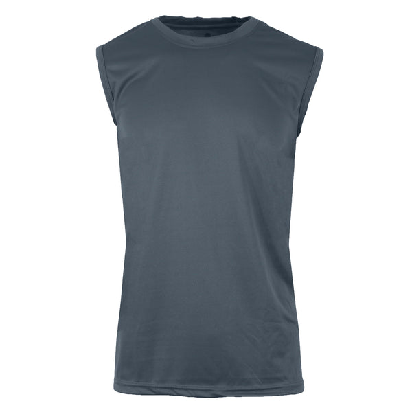 GALAXY MEN'S PERFORMANCE MOISTURE WICKING ACTIVE MUSCLE TEE SIZE M - CHARCOAL - Brand New