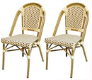 TPTBON RATTAN DINING OUTDOOR LOUNGE HIGH BACKREST CHAIRS SET OF 2 BROWN - Like New