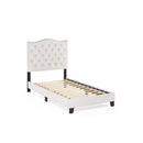 Furinno Lille Button Tufted Bed Frame, Twin, Beige - Like New