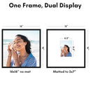 Americanflat 16x16 Picture Frame - Matted to 5x7 - Slim Molding - Black - Brand New