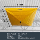 JUSTRITE 5FT X 5FT CEILING LEAK DIVERTER TARP WITH HOSE CONNECTION - YELLOW - Like New